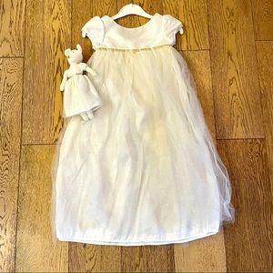 NEW Jacadi Paris Princess Tulle Glitter Dress with Matching Bear 3-5 years Gold